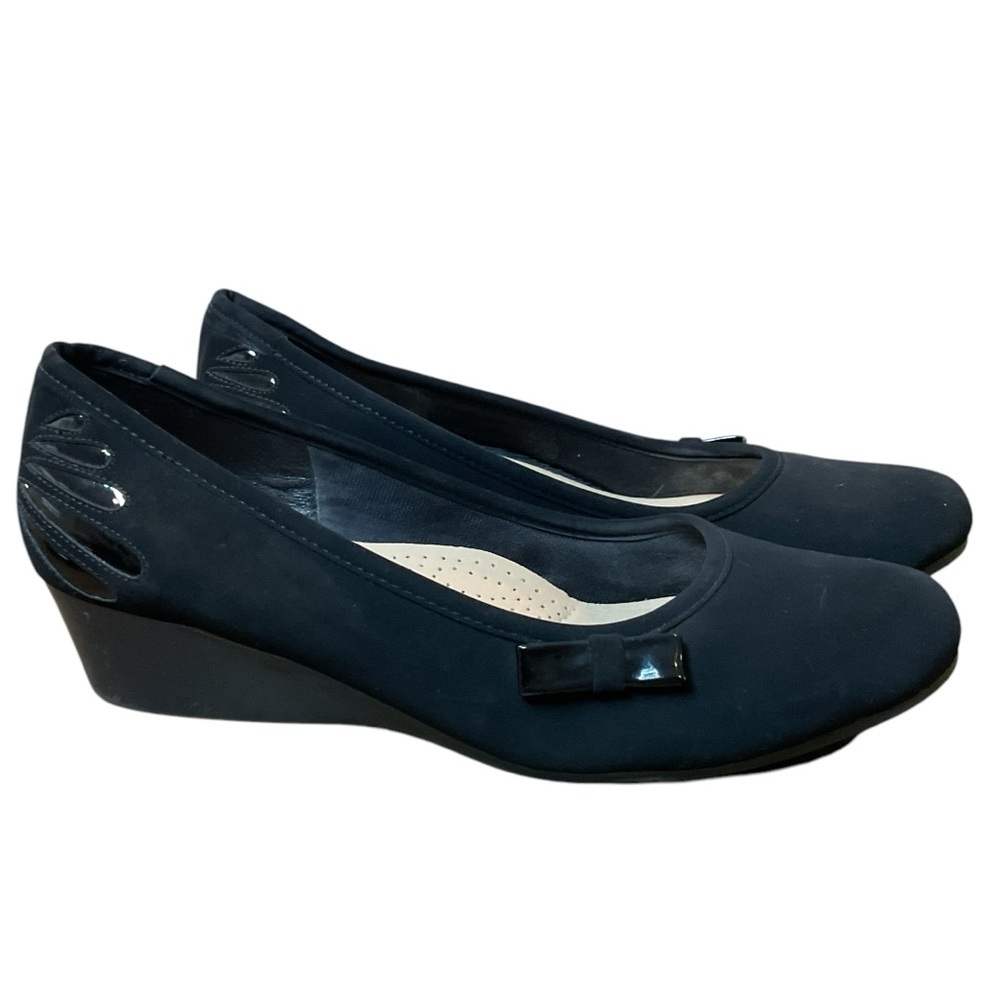 Mimoda black kitten wedge heels ballet style Size 37/6 EUC